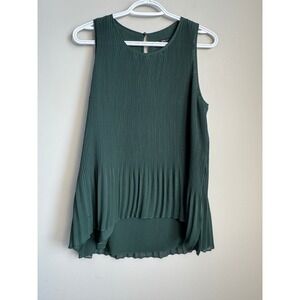 Zara Basic Collection Pleated Sleeveless Blouse Dark Green Medium Feminine Chic